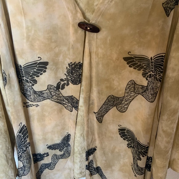 Citron Santa Monica Tan and Black Butterfly Blouse Cardigan - Picture 4 of 4